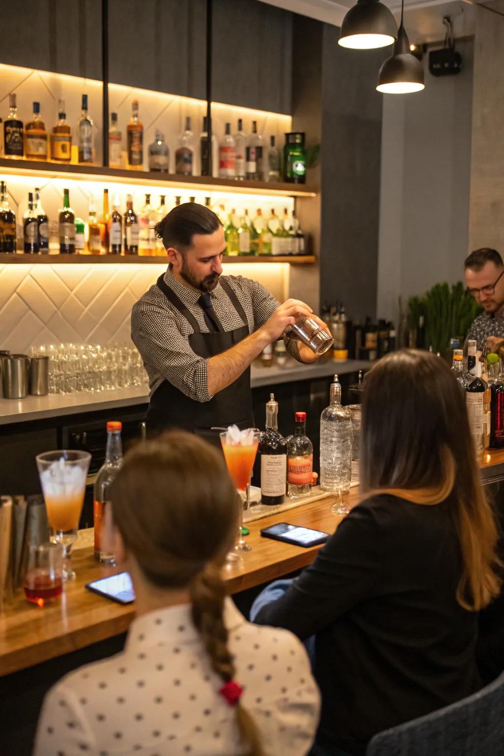 A craft cocktail workshop setting, guaranteeing a spirited festivity.