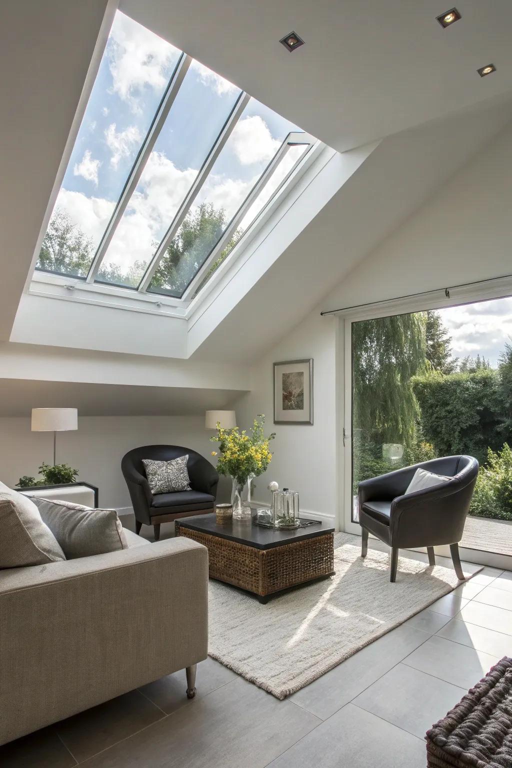 Skylights for a bright, light feel.