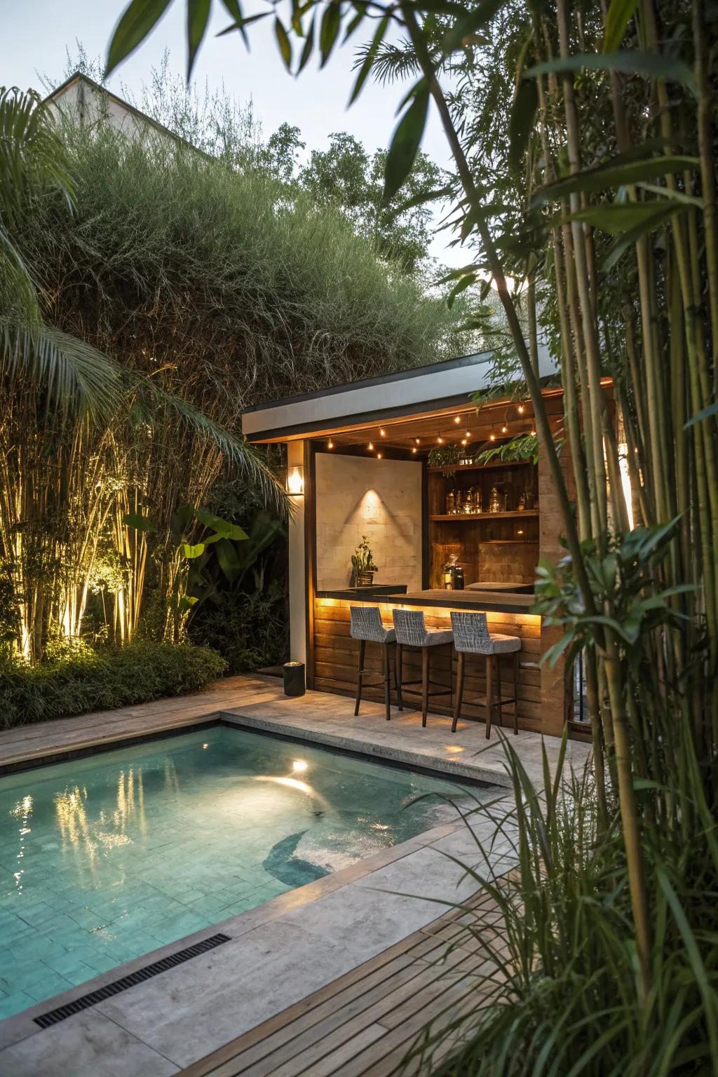 A secluded bar area provides a private oasis for relaxation.