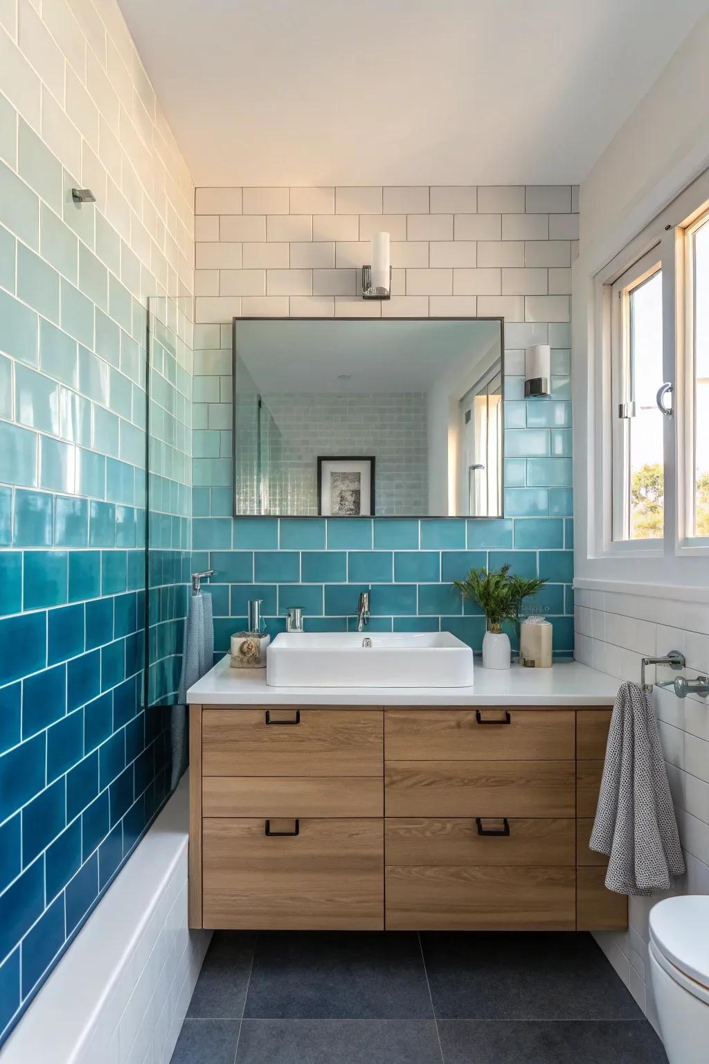 Ombre tiles create a smooth, visually captivating transition.