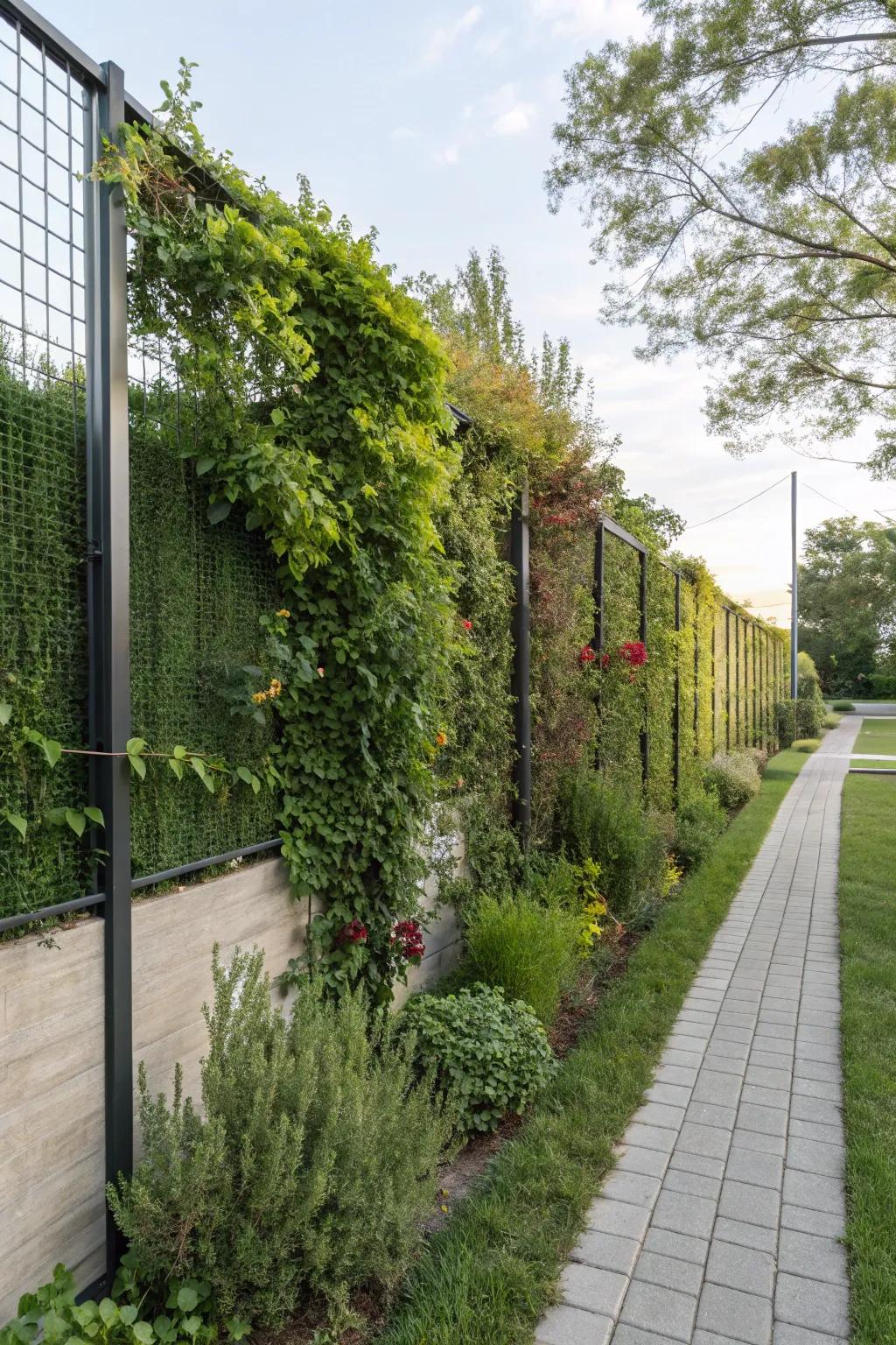 Vertical gardens turn fences into green, living walls.