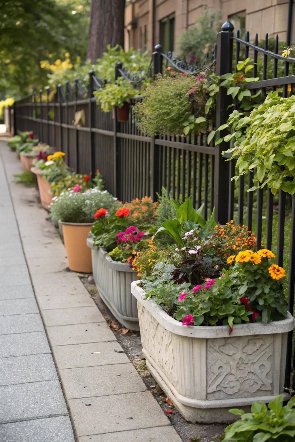 Pot gardening introduces versatility and color.
