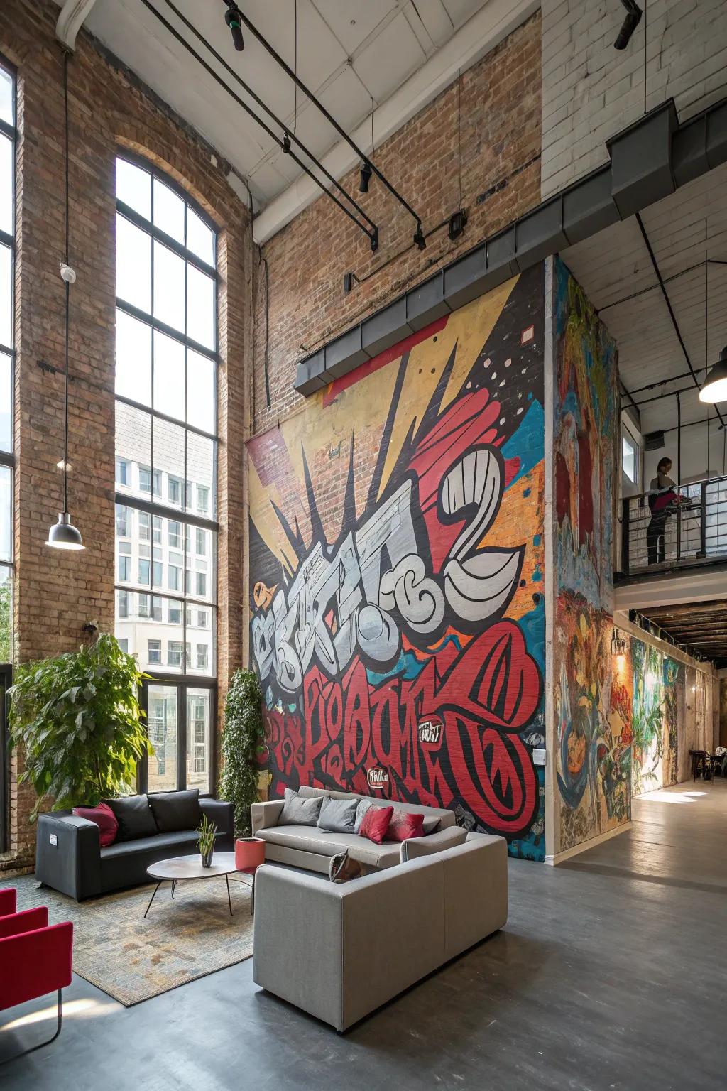 Capture urban energy through graffiti art.