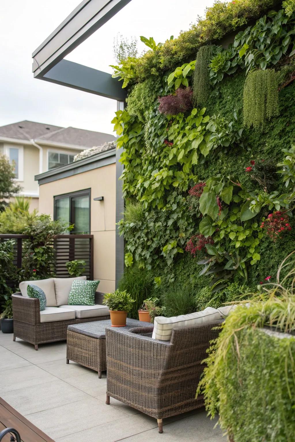 A verdant partition maximizes expanse while infusing verdure.