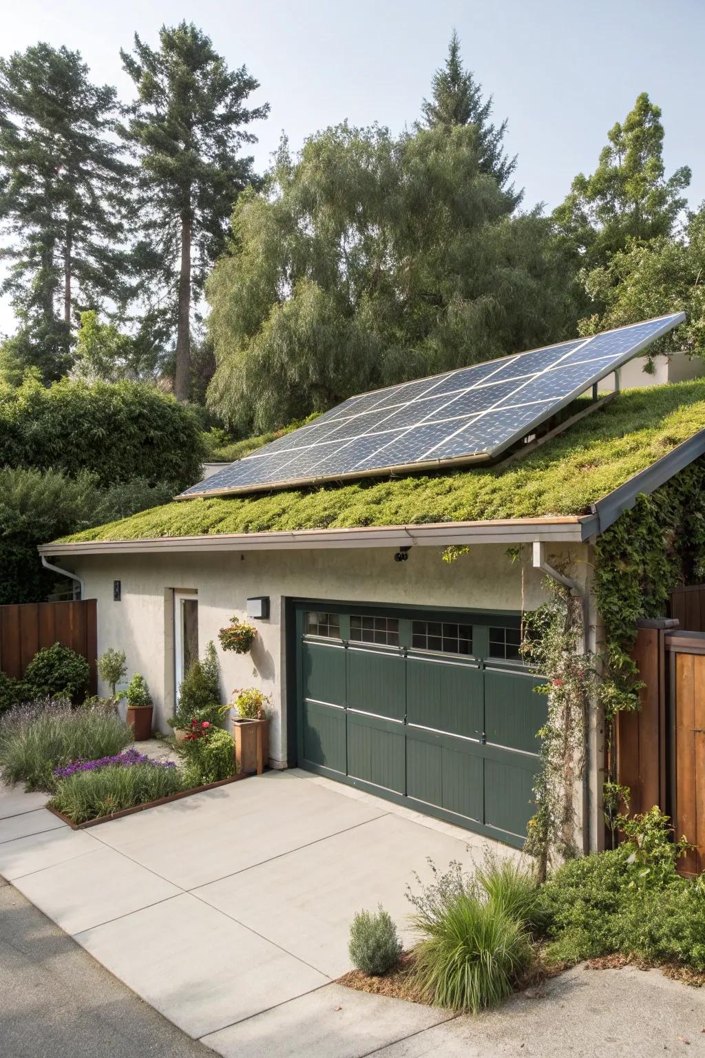 An eco-friendly garage design that integrates sustainability with modern aesthetics.
