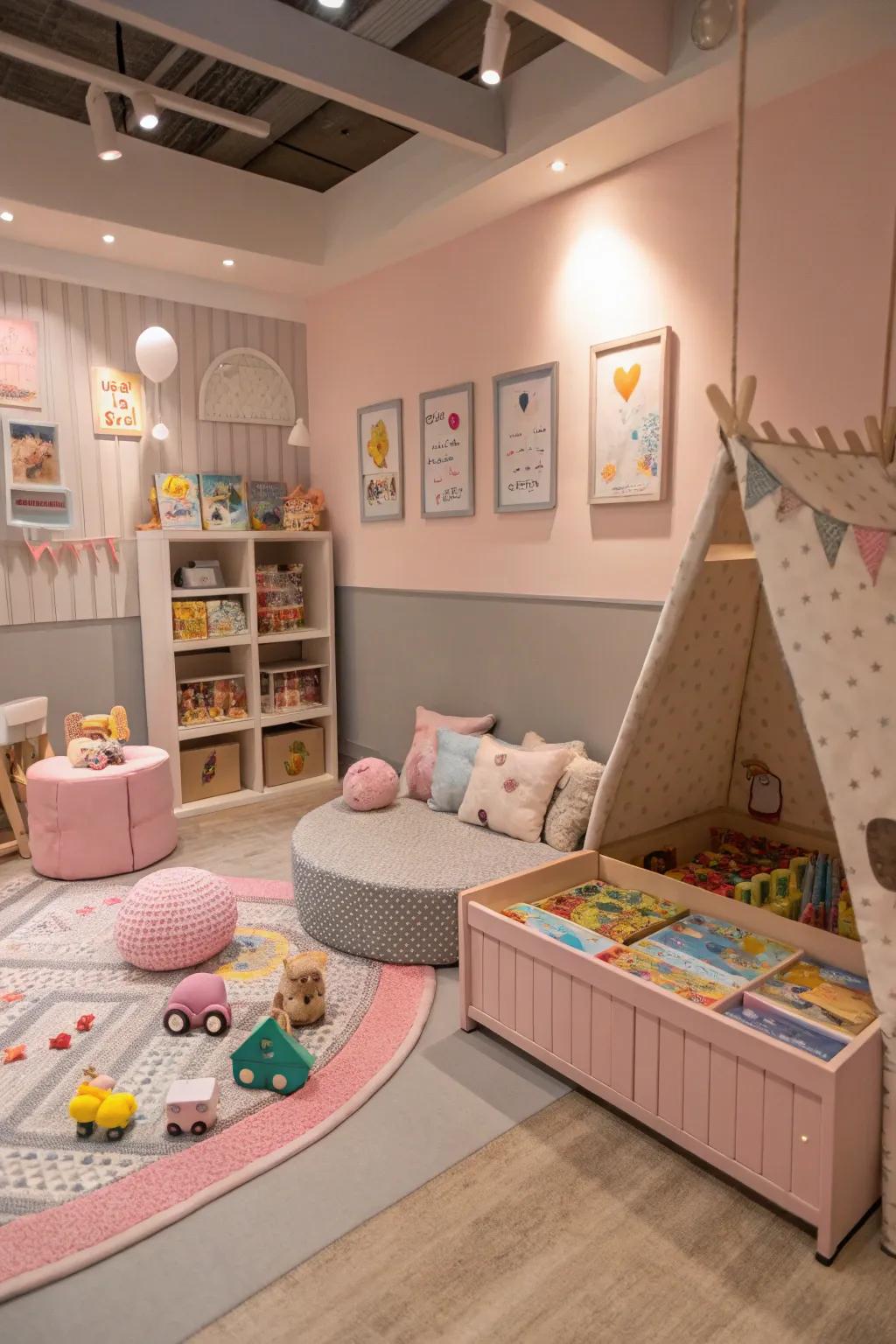 An interactive play area invites learning and fun.