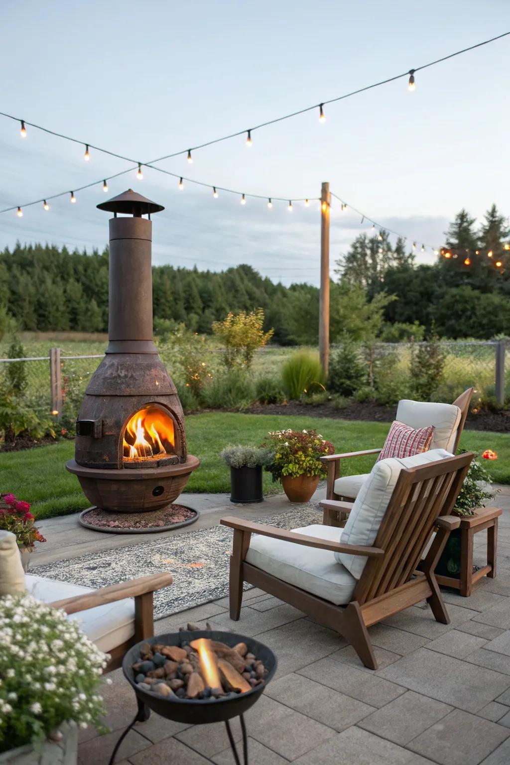 Chimney ovens add elegance and efficiency to smaller open-air spaces.