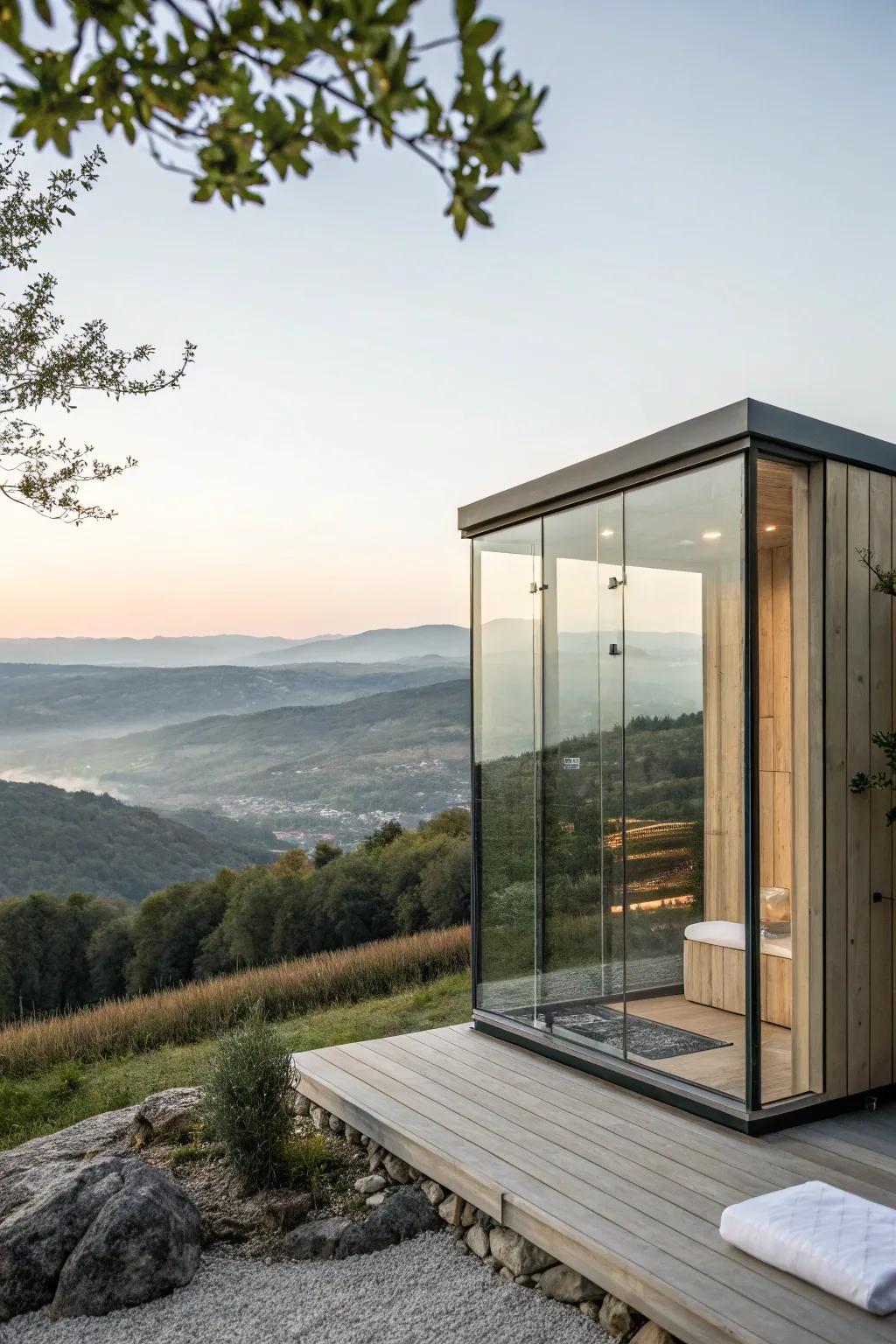 An horizon steam room offering endless vistas.