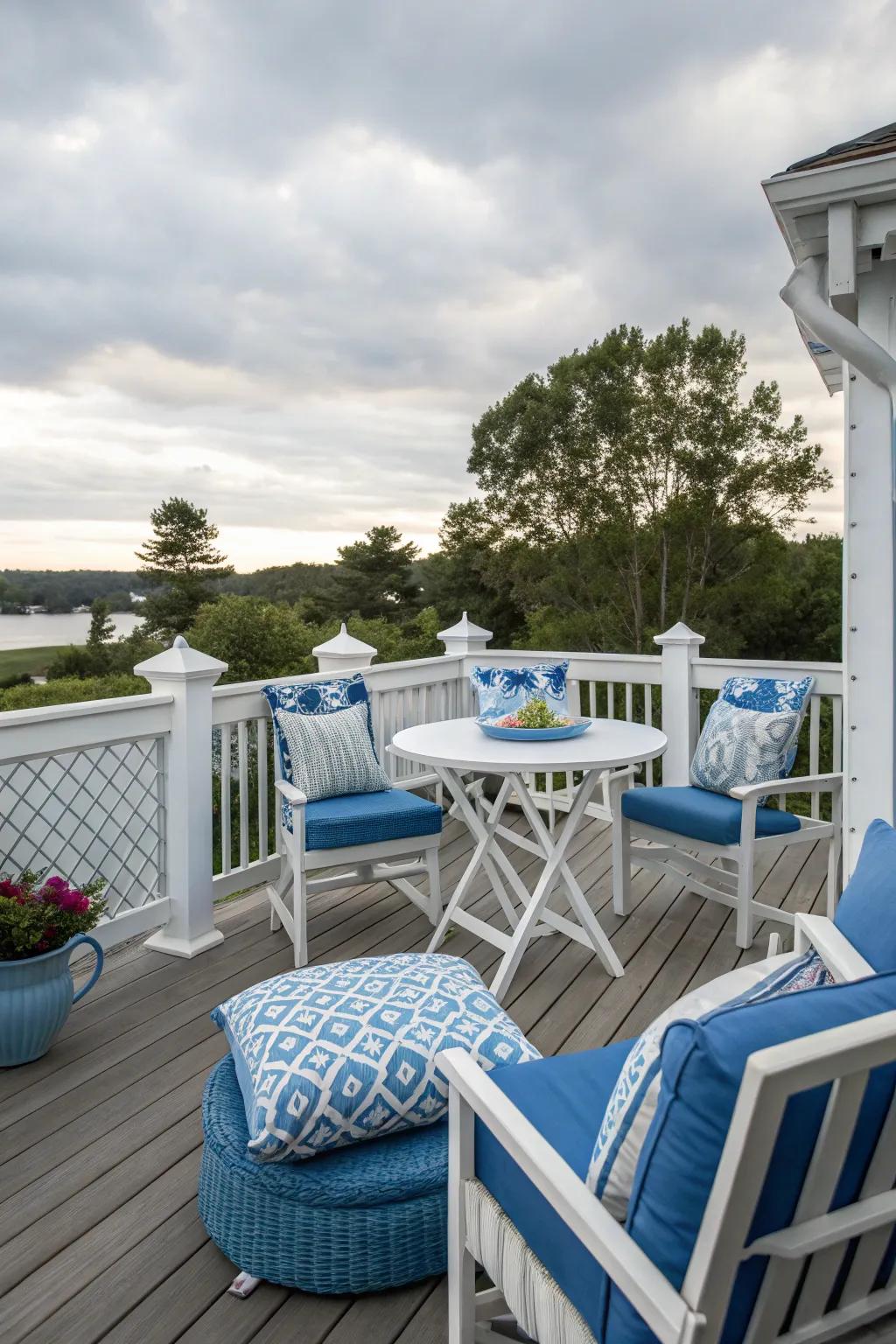 A coordinated color scheme yields a cohesive and attractive deck design.