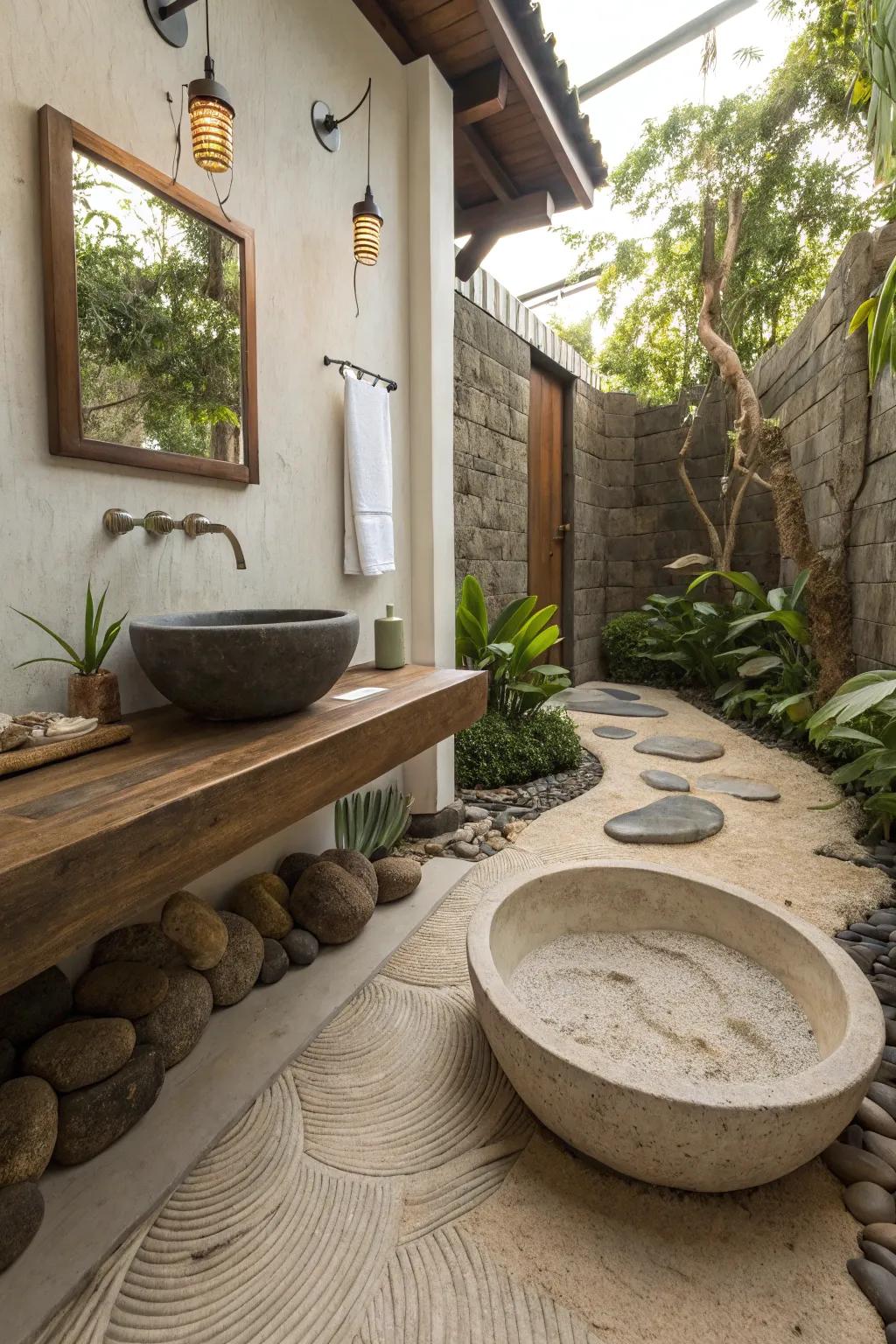 Zen elements cultivate serenity and heightened awareness.