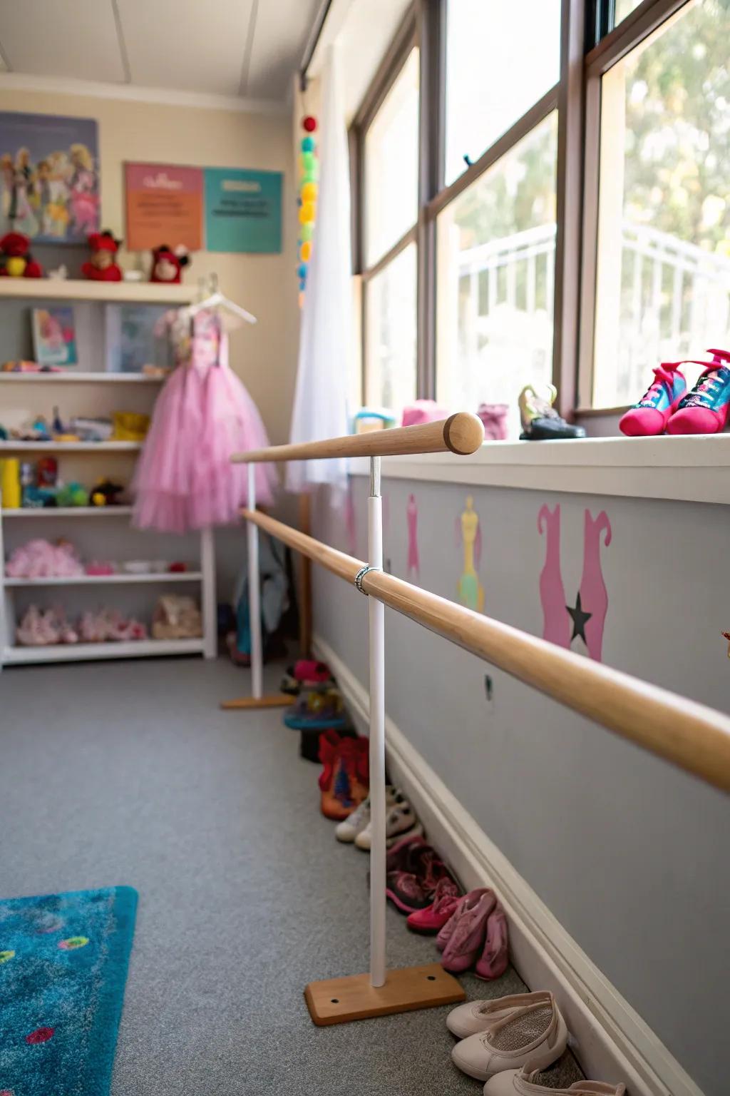 A ballet bar inserts functionality and authenticity.