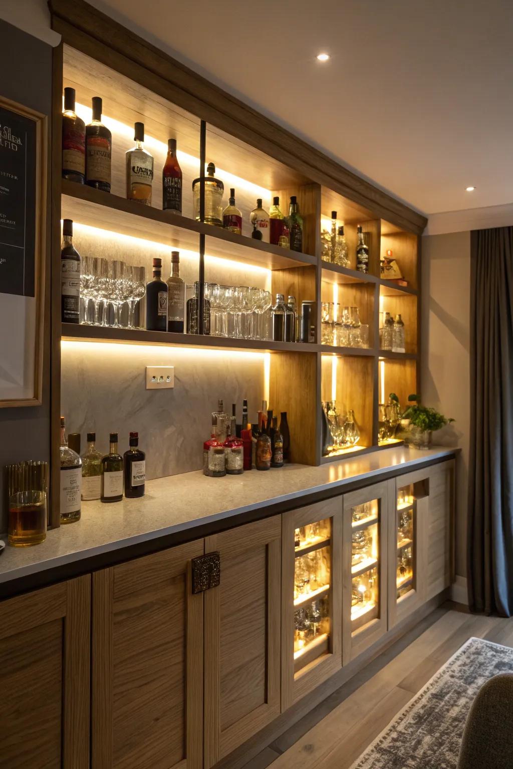 Hidden lighting makes racks subtly stand out.