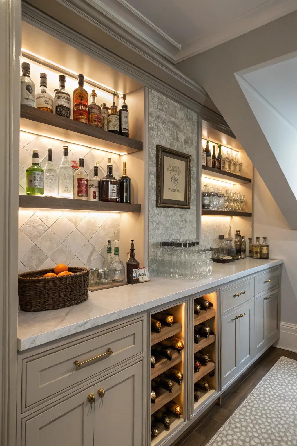 Discreet racks offer a sleek storage solution.