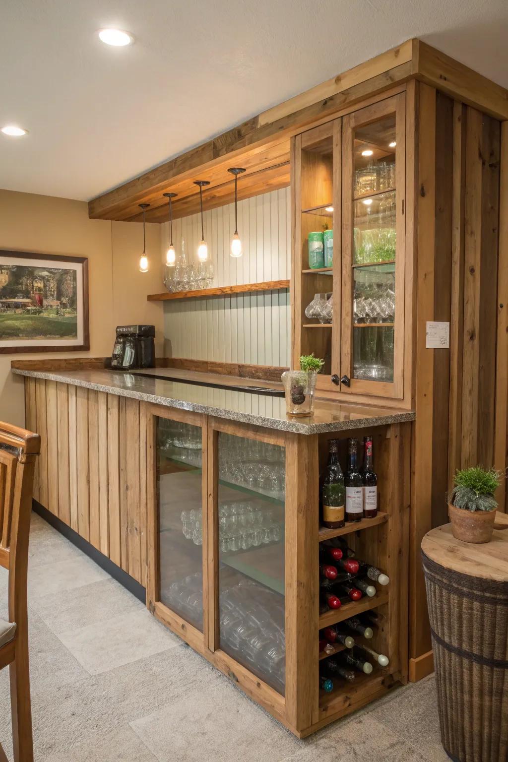 Sustainable elements add sustainability and a unique narrative to your bar.