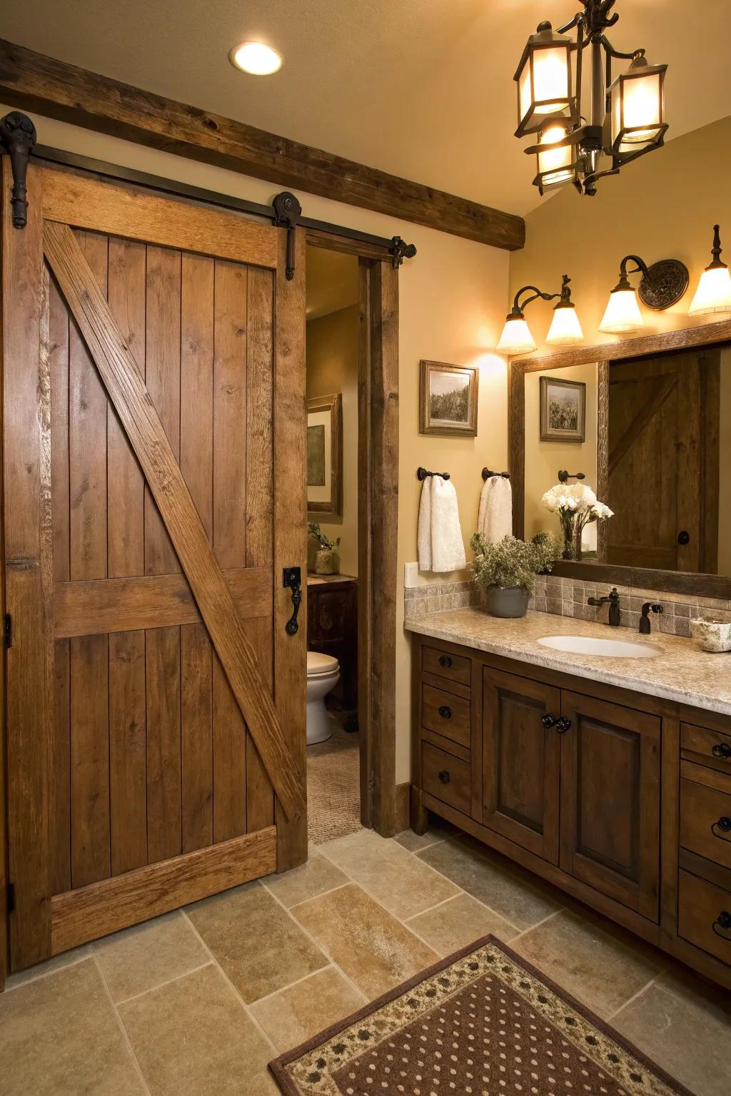Traditional barn doors offer timeless charm and elegance.