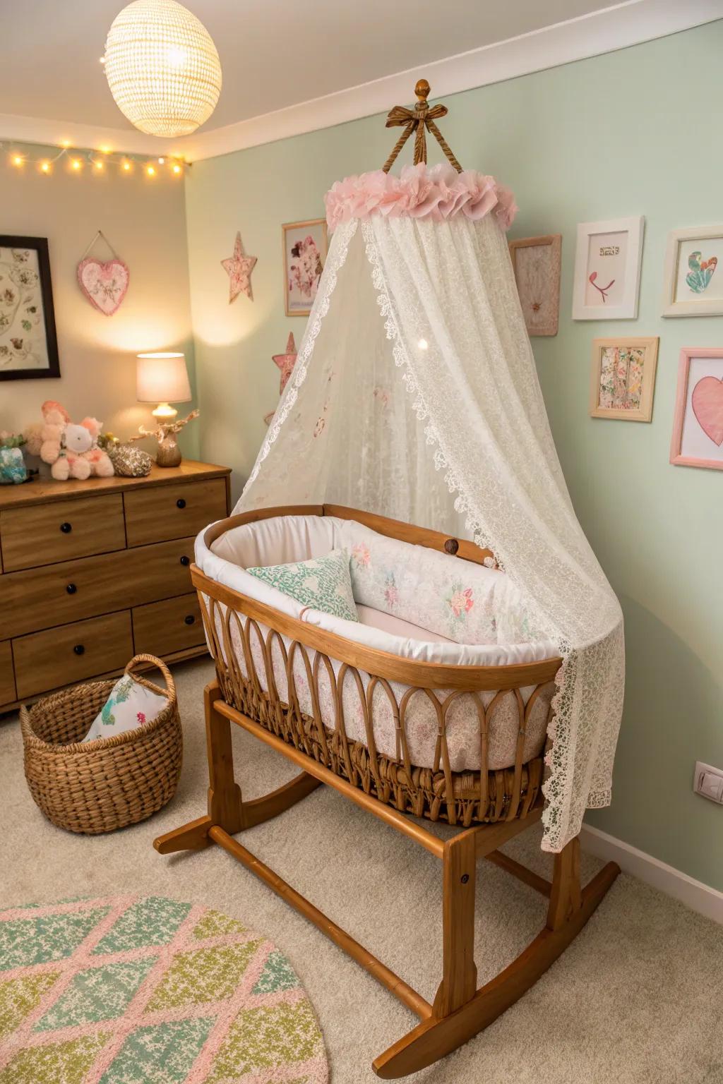 Personalizing your nursery with a custom-designed bassinet.