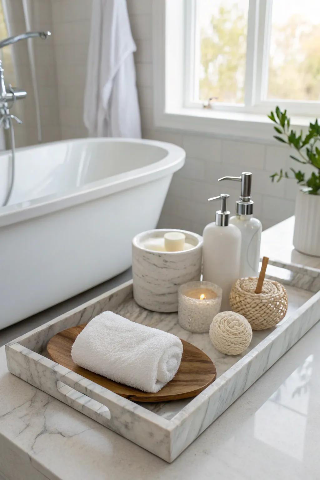 Elevate your bath decor with the elegance of mineral.