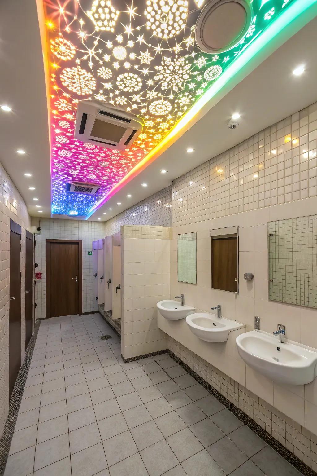 Colorful lighting imparts a playful and unique touch.