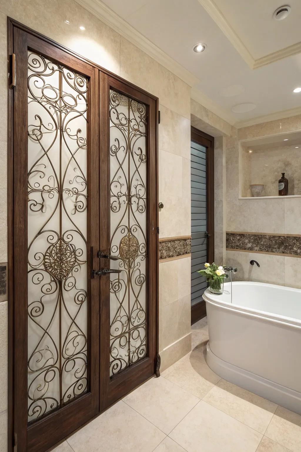 Metal screens add a stylish, modern touch to closet panels.