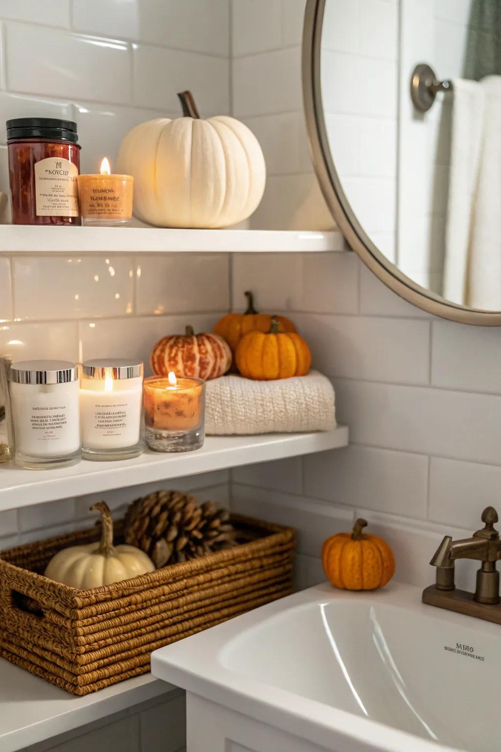 Seasonal decor keeps your lavatory lively and updated.