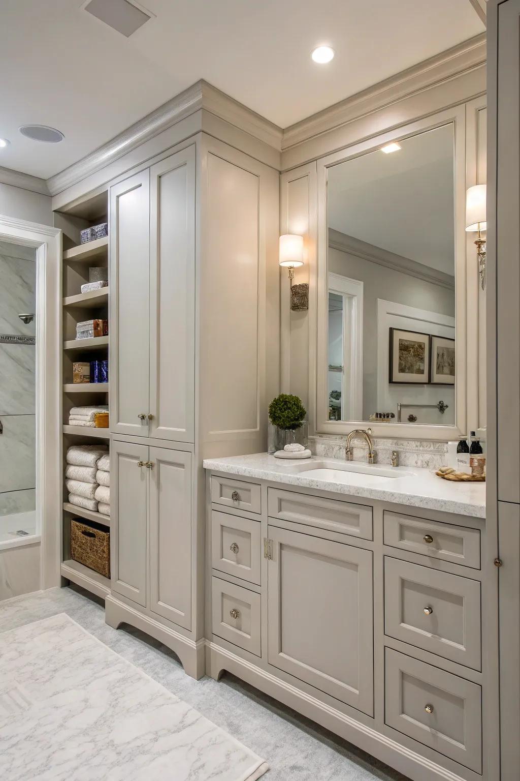 Integrated storage keeps essentials hidden yet accessible.