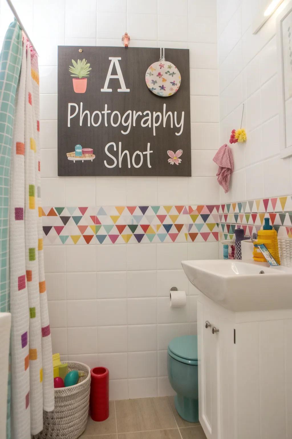 With pun-filled graphics, inject humor into your bathroom.