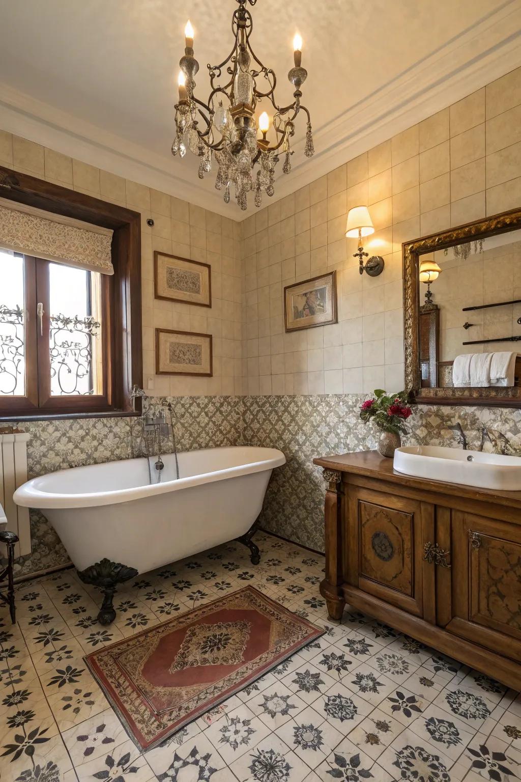 Bring nostalgia to your bathroom with an old-fashioned bathtub frame.