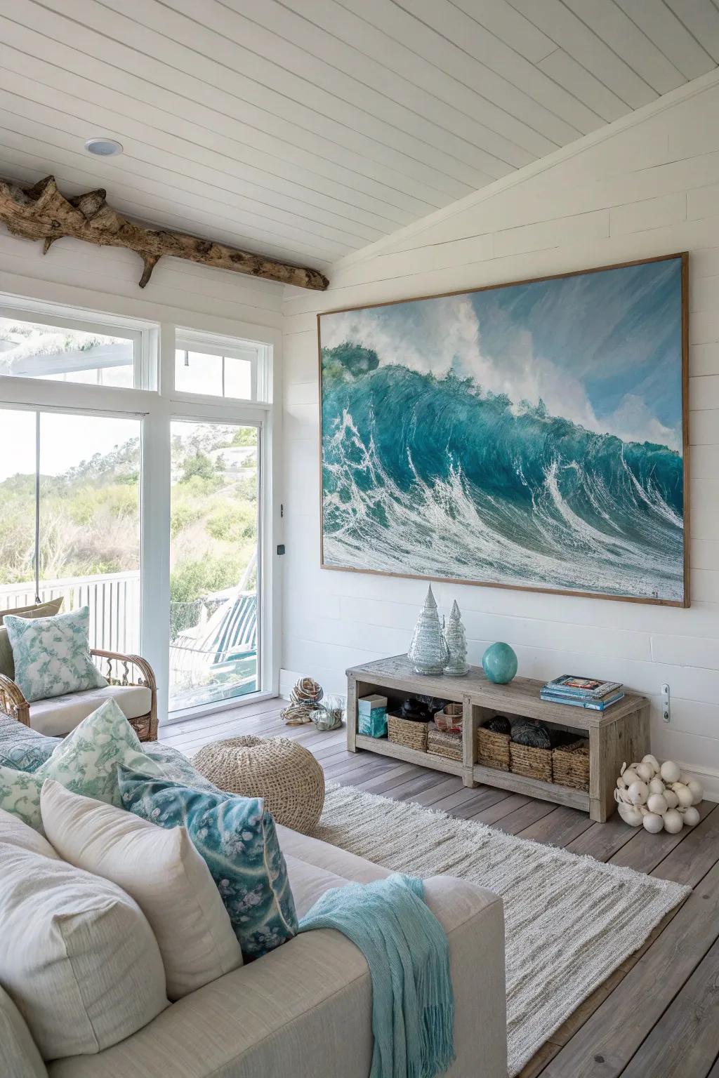 Artwork capturing the ocean's spirit.