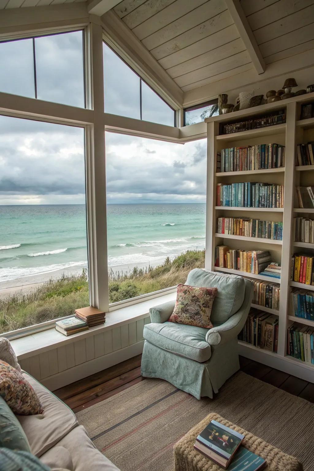 A serene reading nook delivering a perfect escape with stunning views.