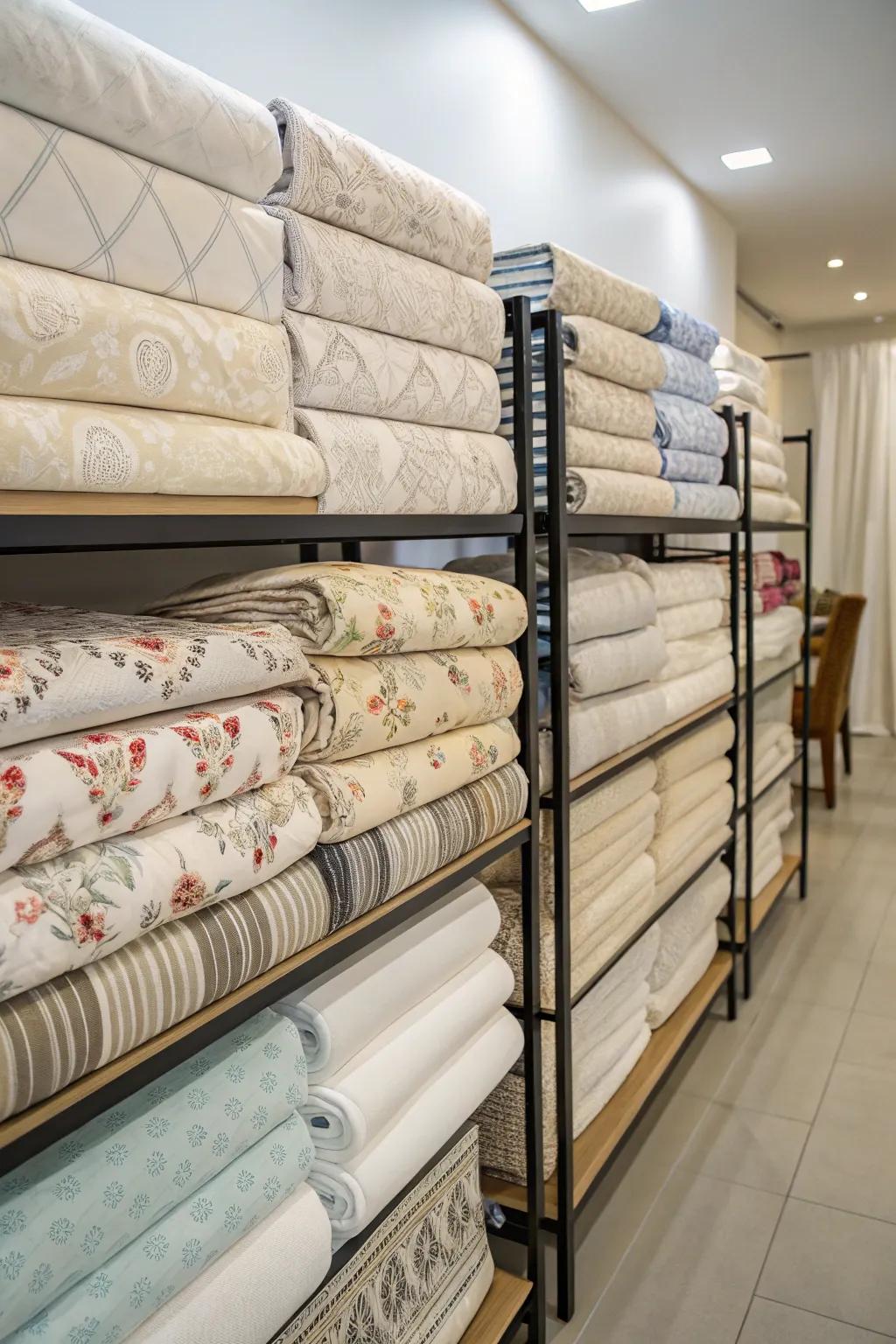 Wall-mounted racks provide a unique and space-efficient storage solution.