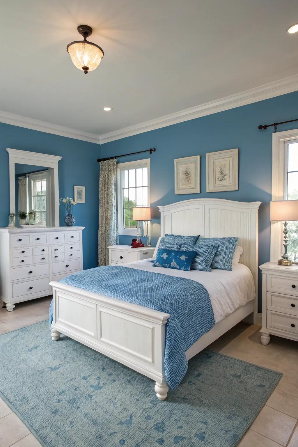 A bedroom that finds balance in complementary colors.