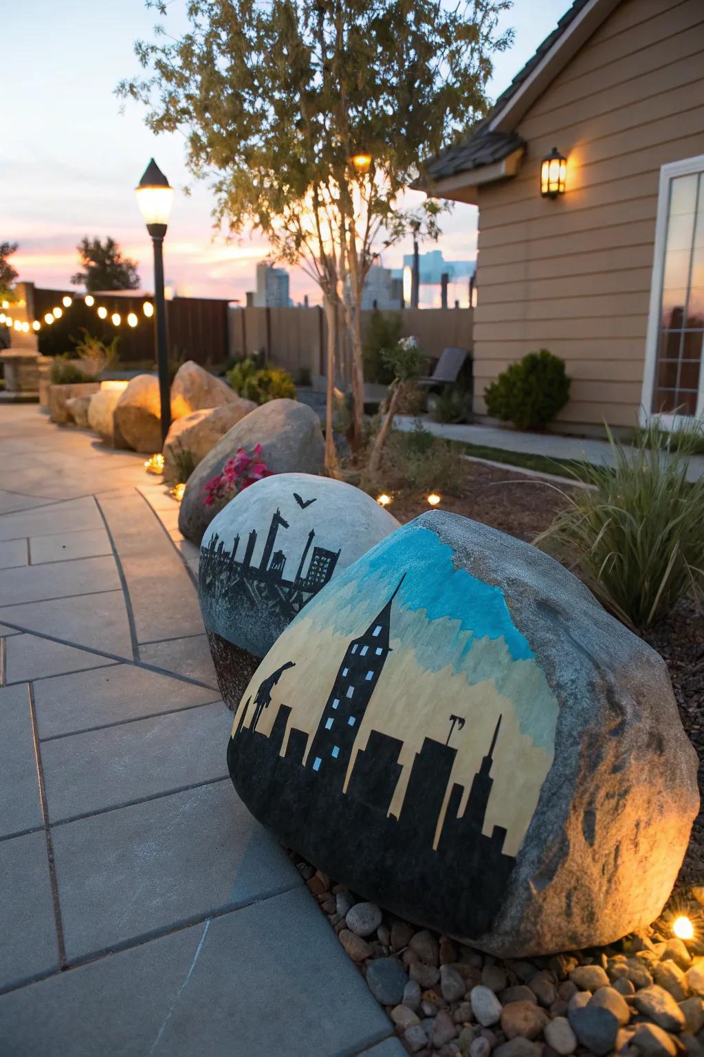 Bring urban vibes with city line shape rocks.