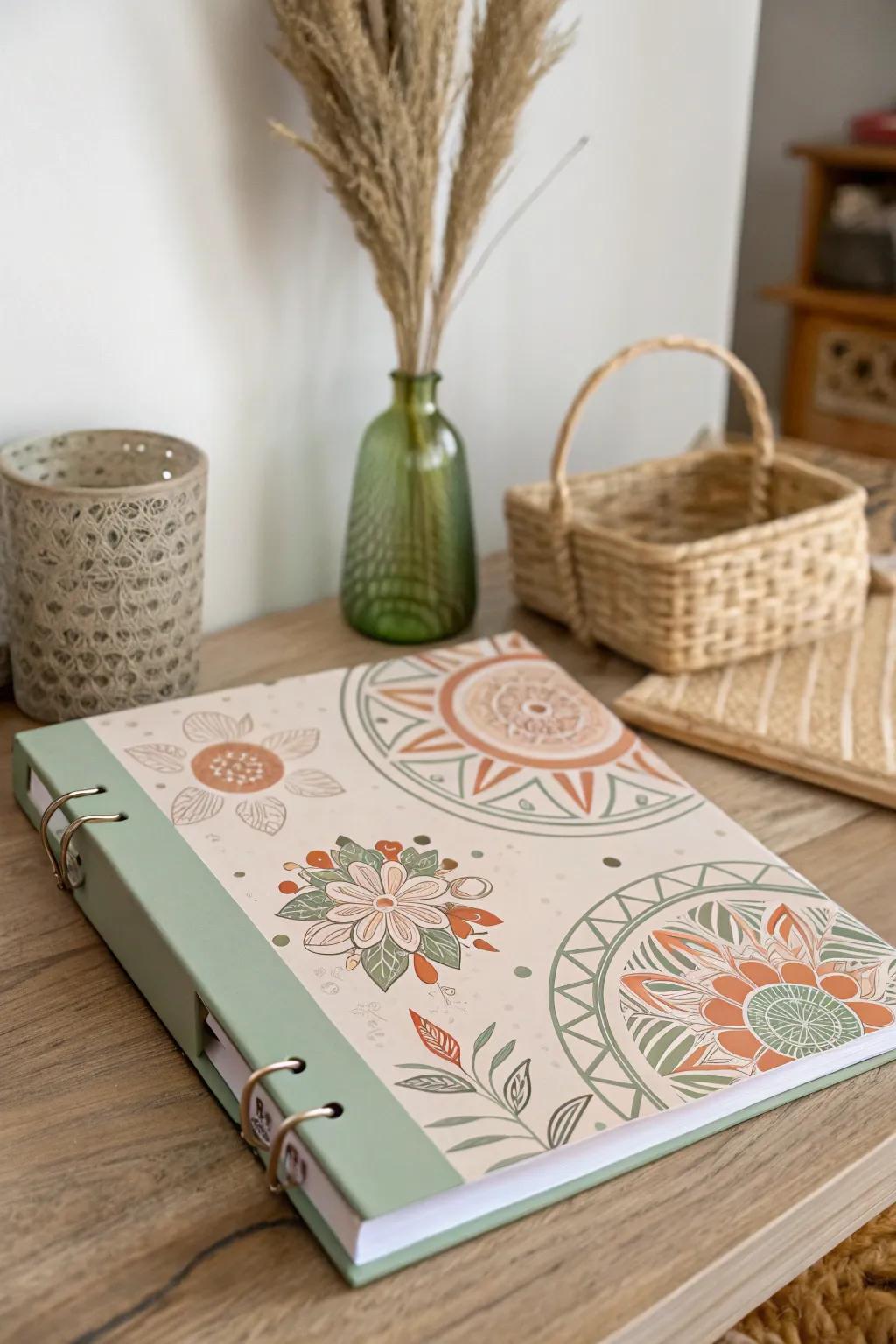 Elevate your binder game with stunning stencil art that blends simplicity and boho charm.