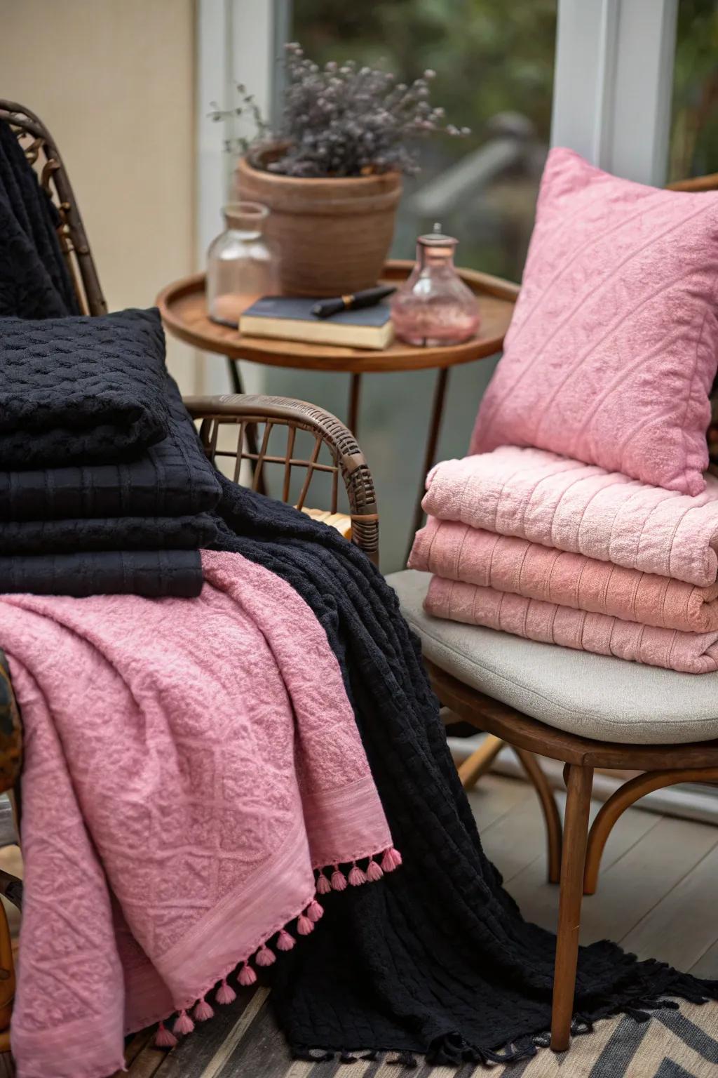 Layered materials make an inviting space.