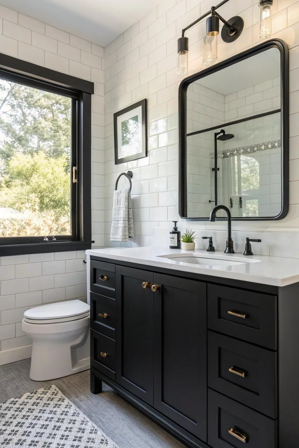 Ebony accents add elegance without dominating the personal space.