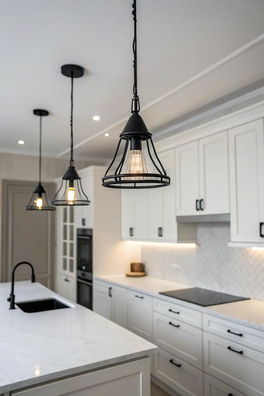 Simple onyx fixtures fit perfectly in minimalist kitchen designs.