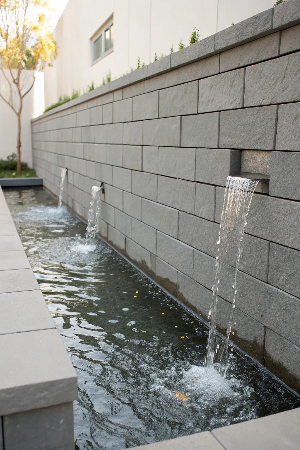 Create a tranquil atmosphere with a hydro feature.