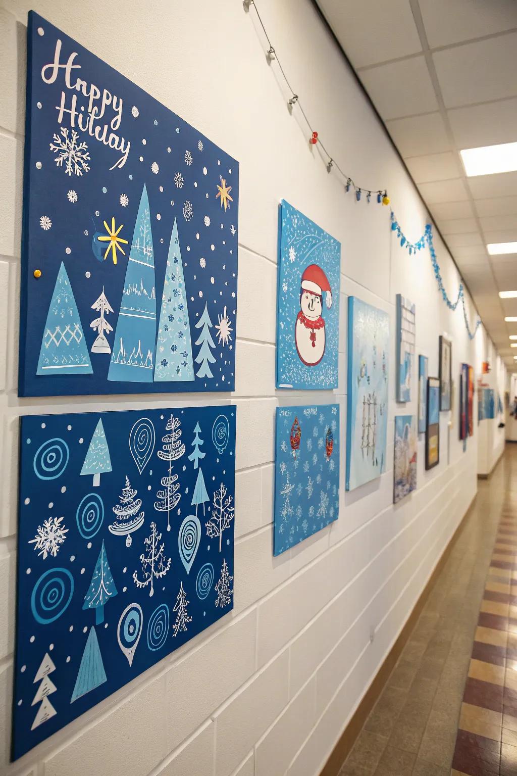Fashionable celebratory art for walls in blue tones