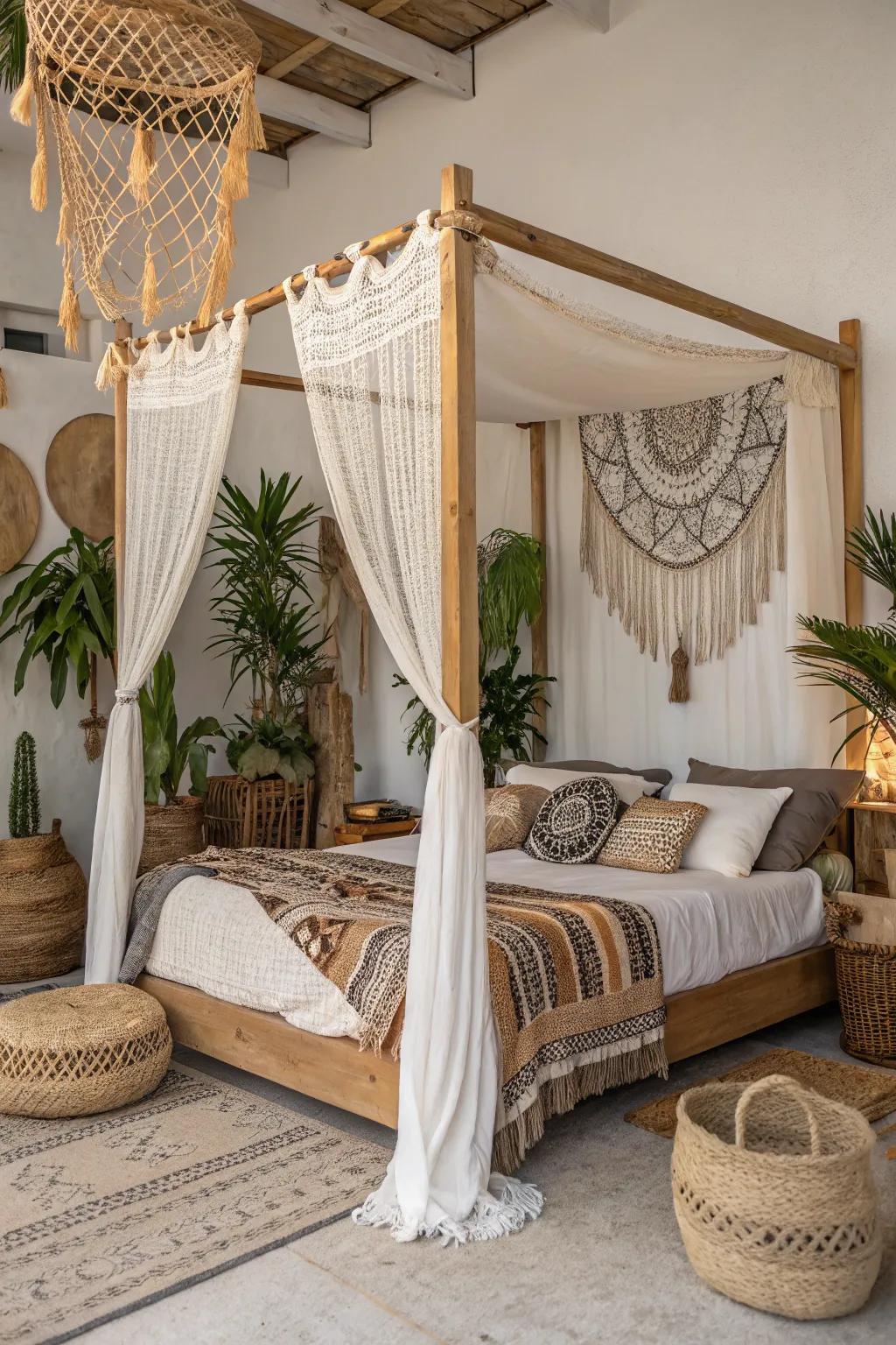 A canopy bed enhances peace and elegance.