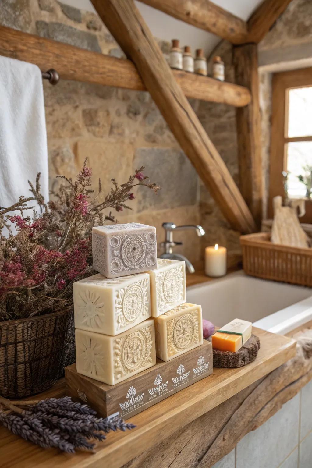 Artisan soap blocks that offer a touch of luxury and care.