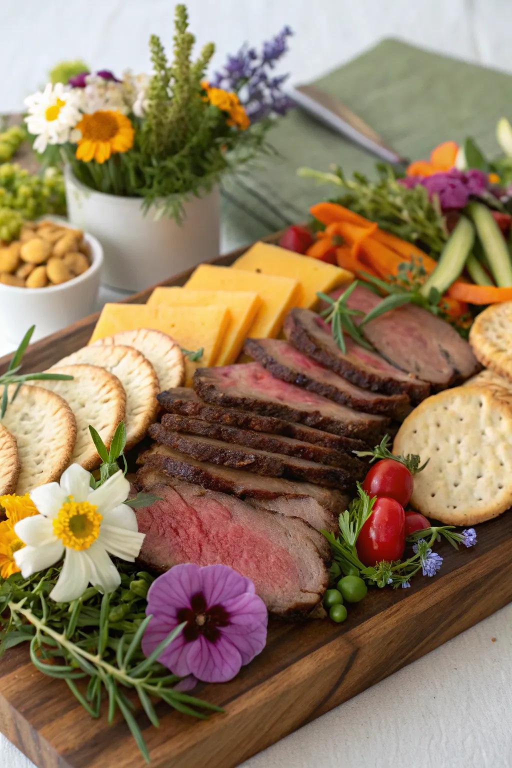 Culinary herbs and vibrant flowers for a vibrant, refined touch.