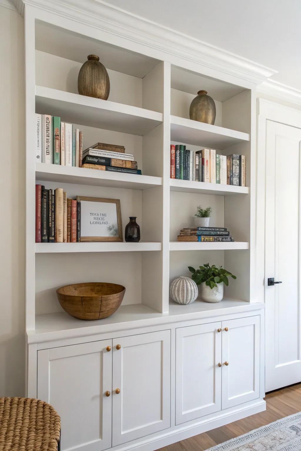 A minimalist bookshelf design featuring sharp lines and a modern impression.