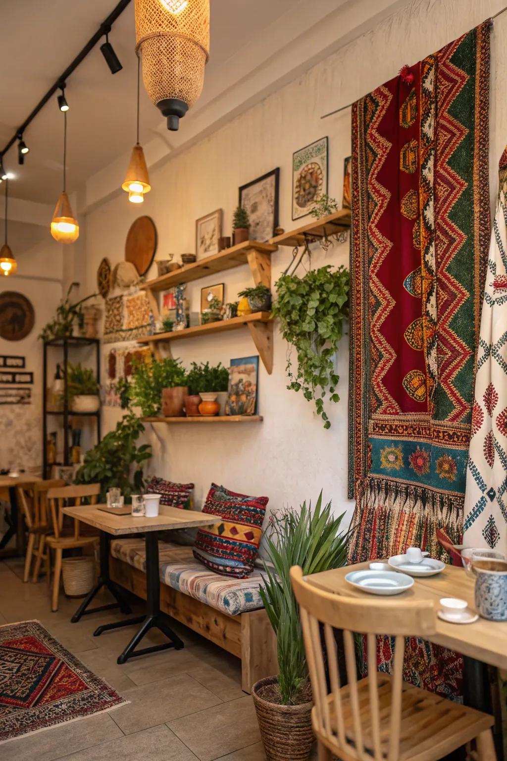 Cultural elements contribute a personal element to your home cafe.