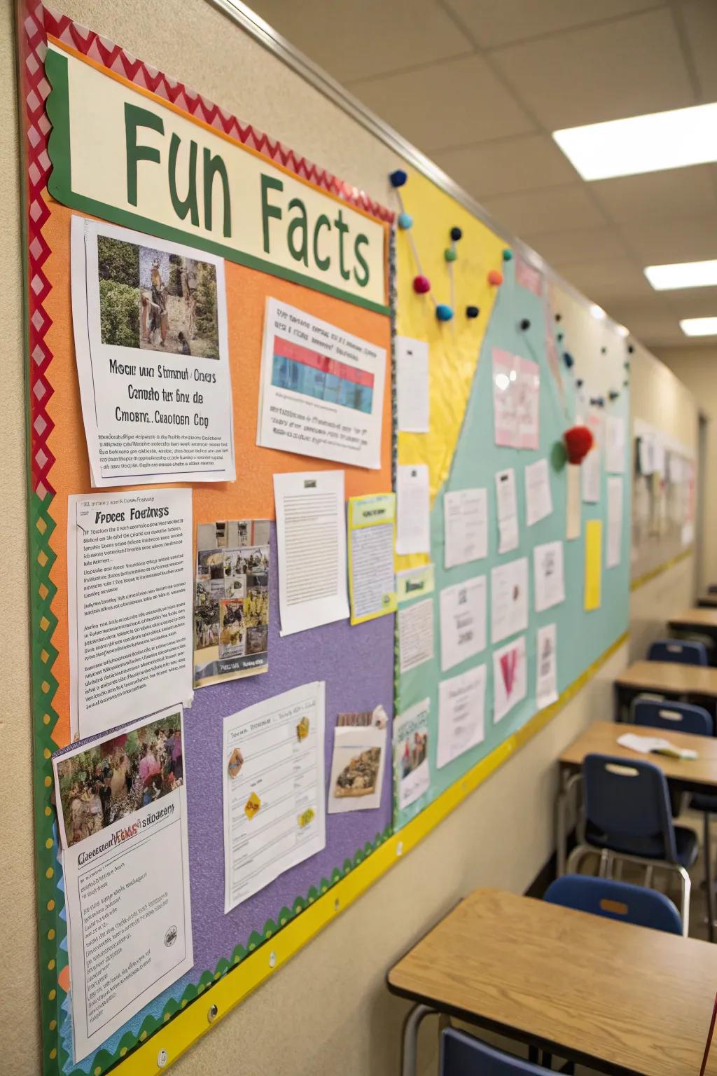 A fun fact board designed to entertain and educate students.