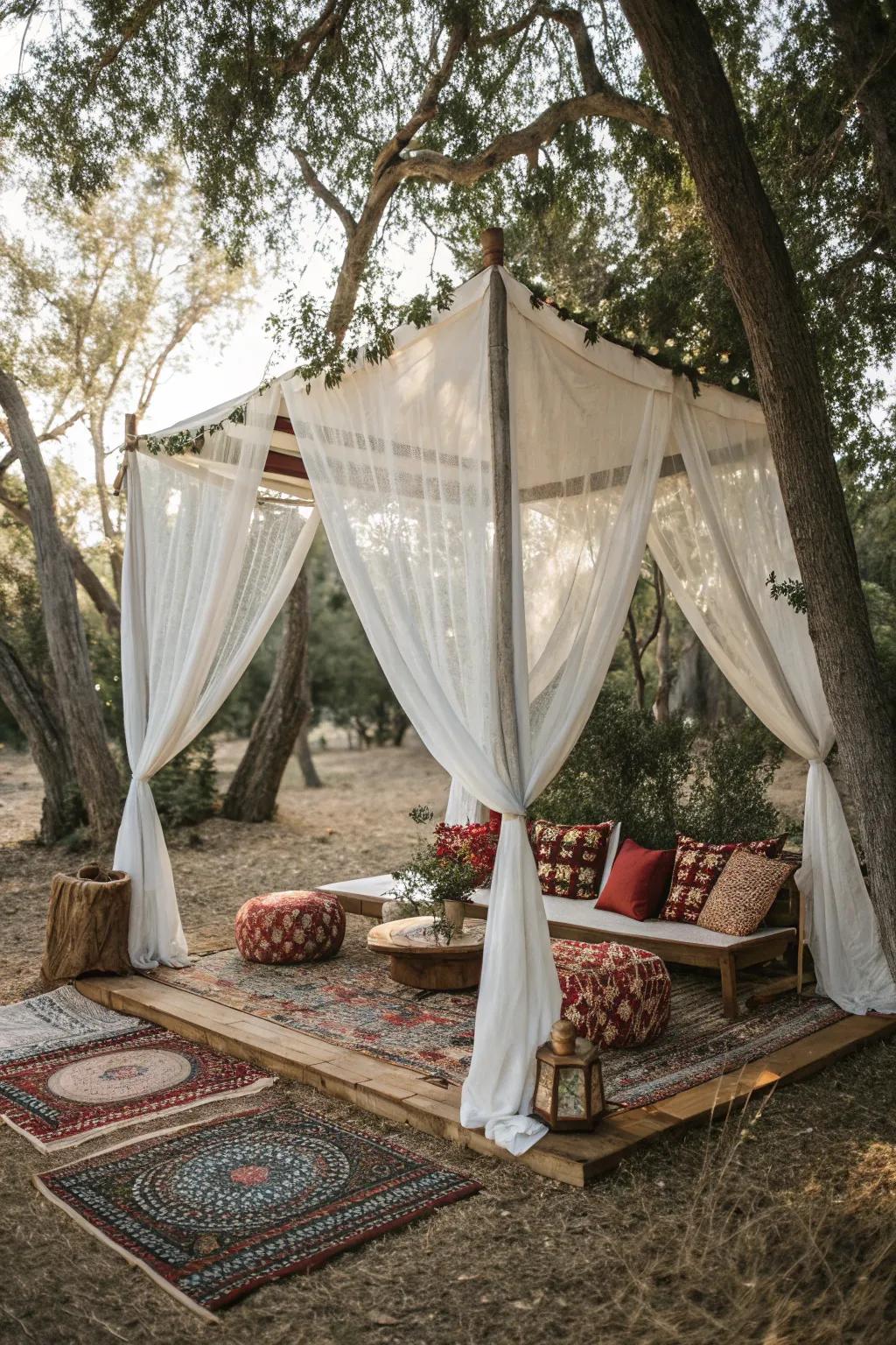 Transform your campsite with a romantic bohemian canopy.