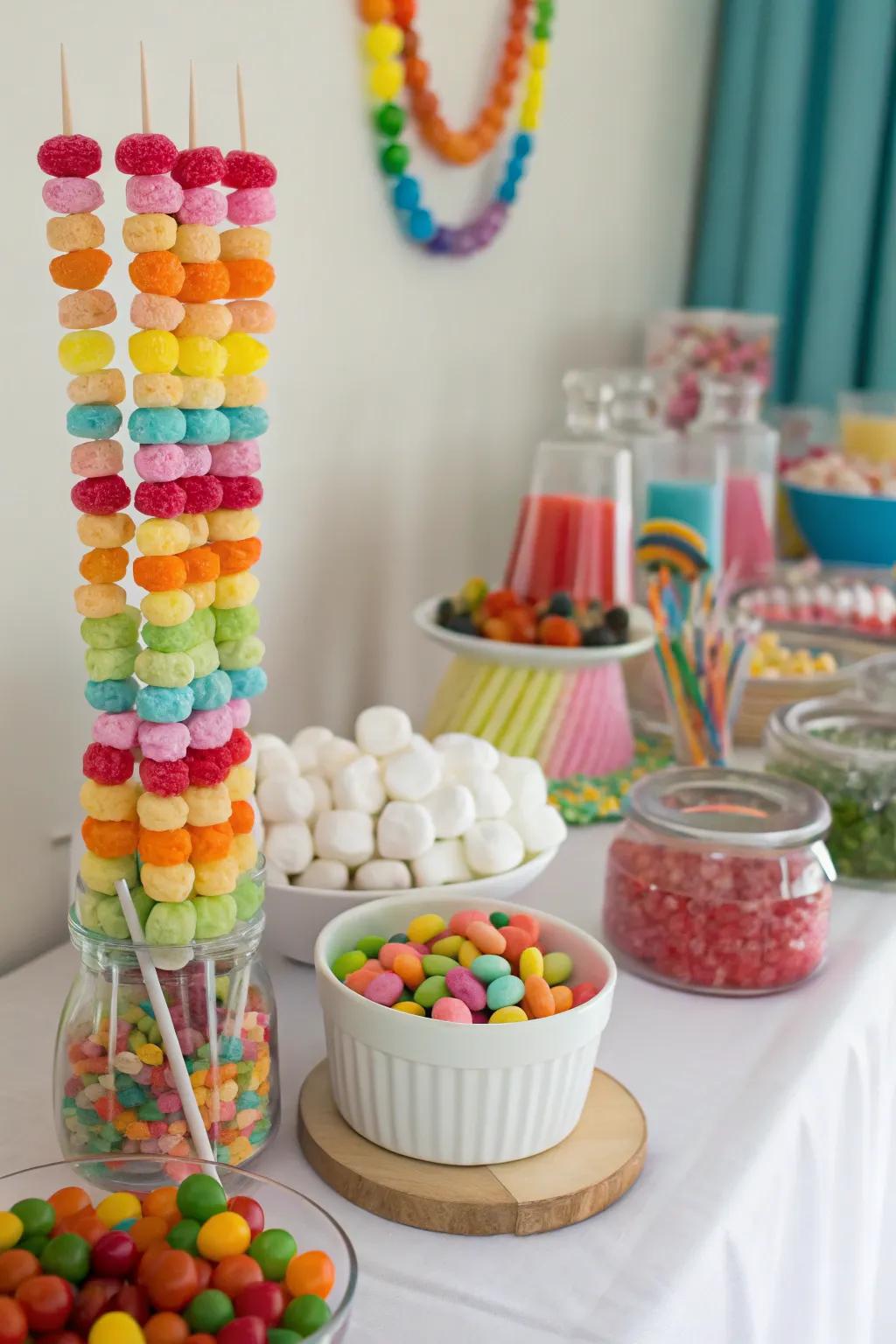 Edible decorations bring a playful element to your sweet arrangement.