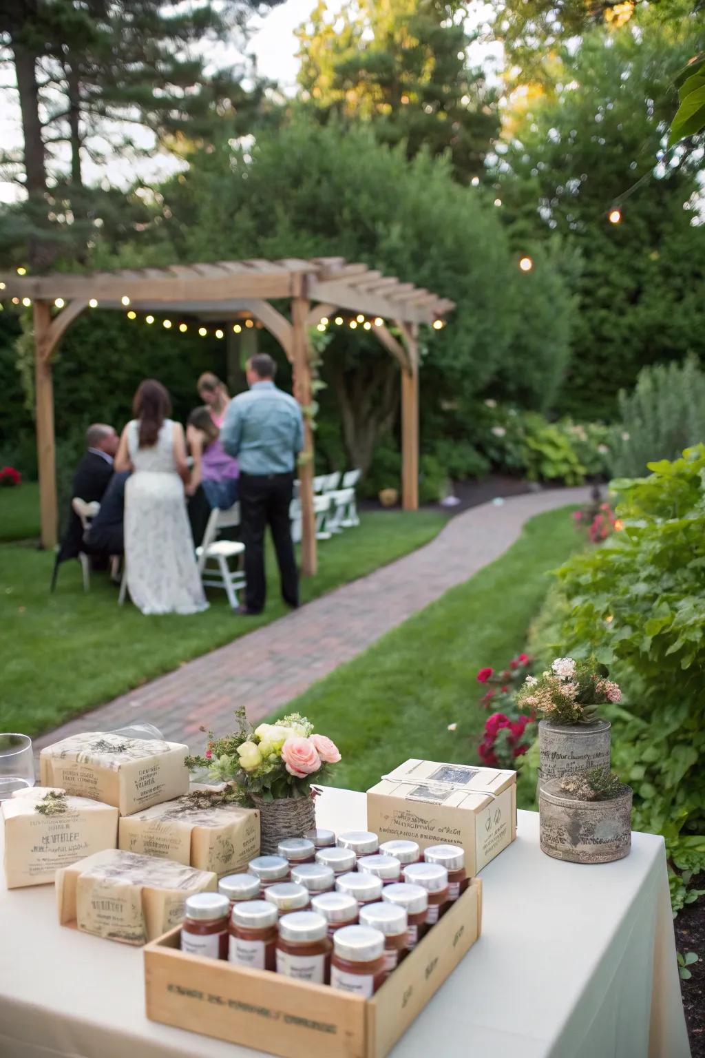 Homemade wedding favors add a personal touch to the celebration.