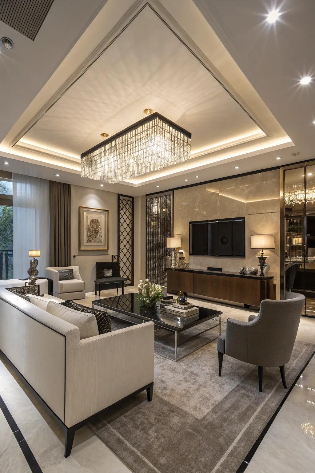 High-gloss ceilings offer a reflective, expansive feel.