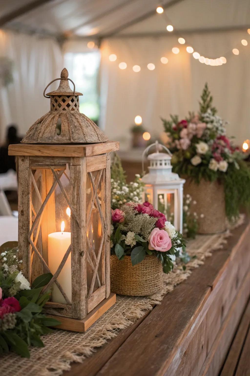 Rustic light fixtures crafting a cozy ambiance.