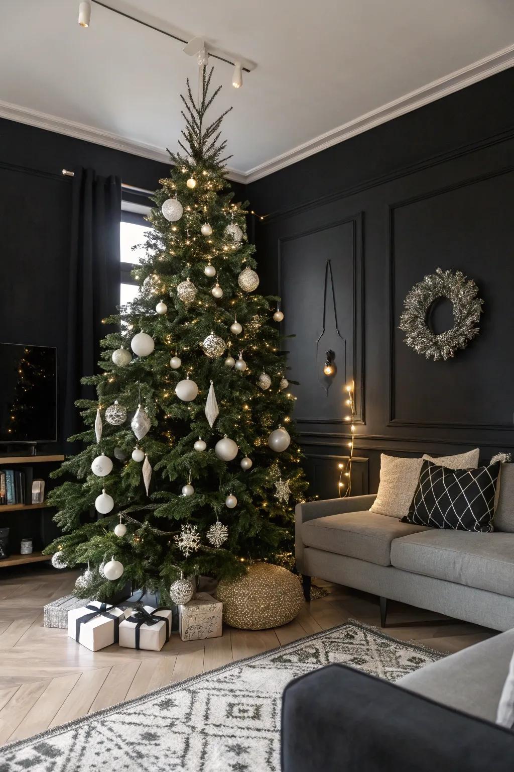 A contemporary Christmas with monochrome sable and alabaster.